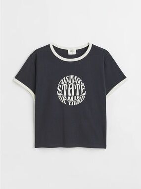 women’s Navy 'Positive State of Mind' Graphic Ringer Tee